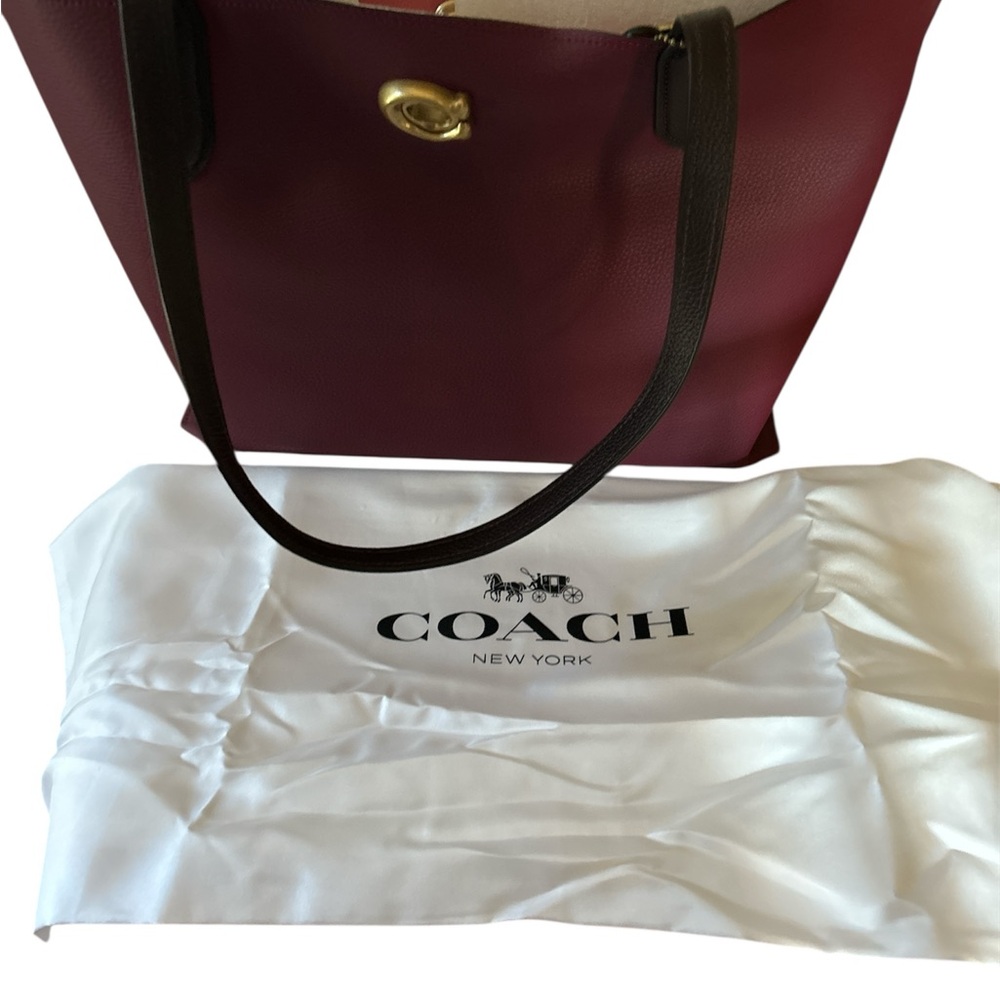 Coach Willow Burgundy Tote with Chocolate Handles - Picture 4 of 12